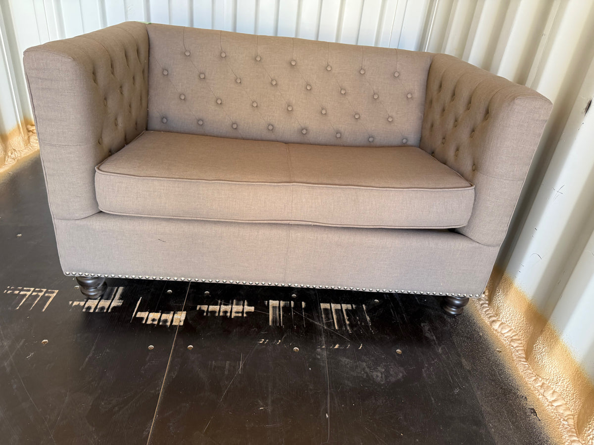 Brown/Beige Tufted Love Seat