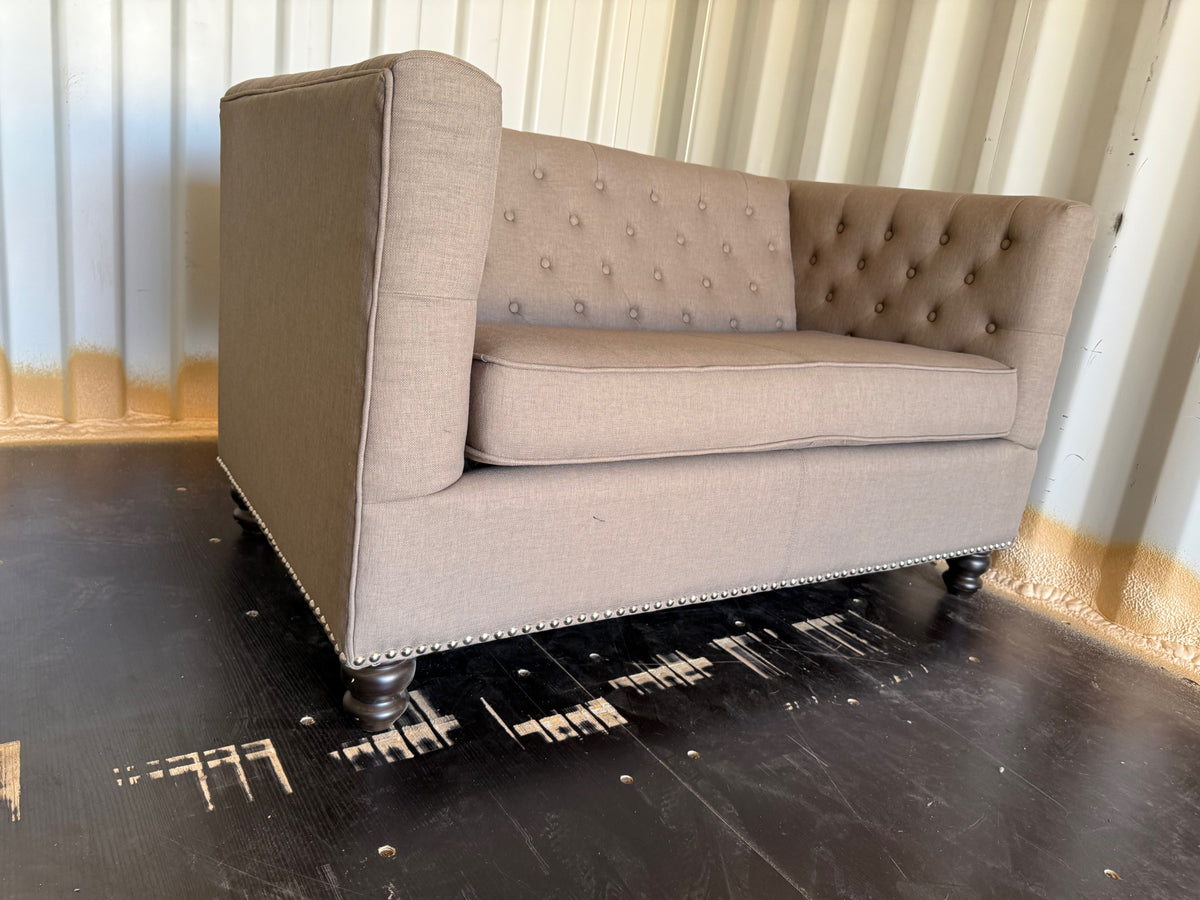 Brown/Beige Tufted Love Seat