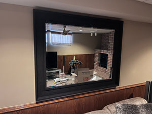 Black Wood-Style Framed Mirror
