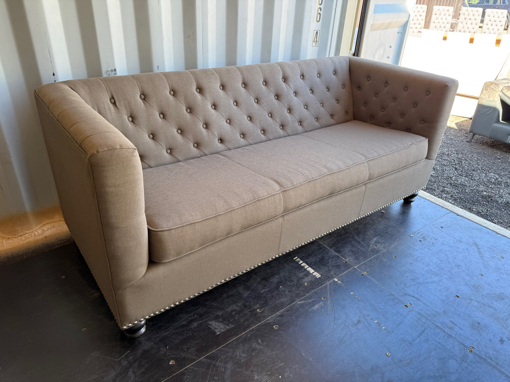 Brown/Beige Tufted Sofa