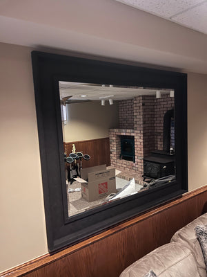 Black Wood-Style Framed Mirror