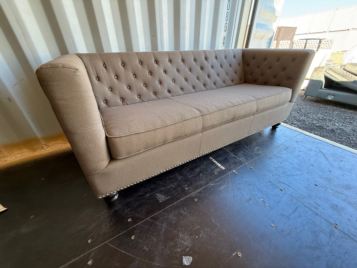 Brown/Beige Tufted Sofa