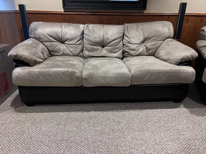 Beige and Brown Faux Leather Sofa (*condition)