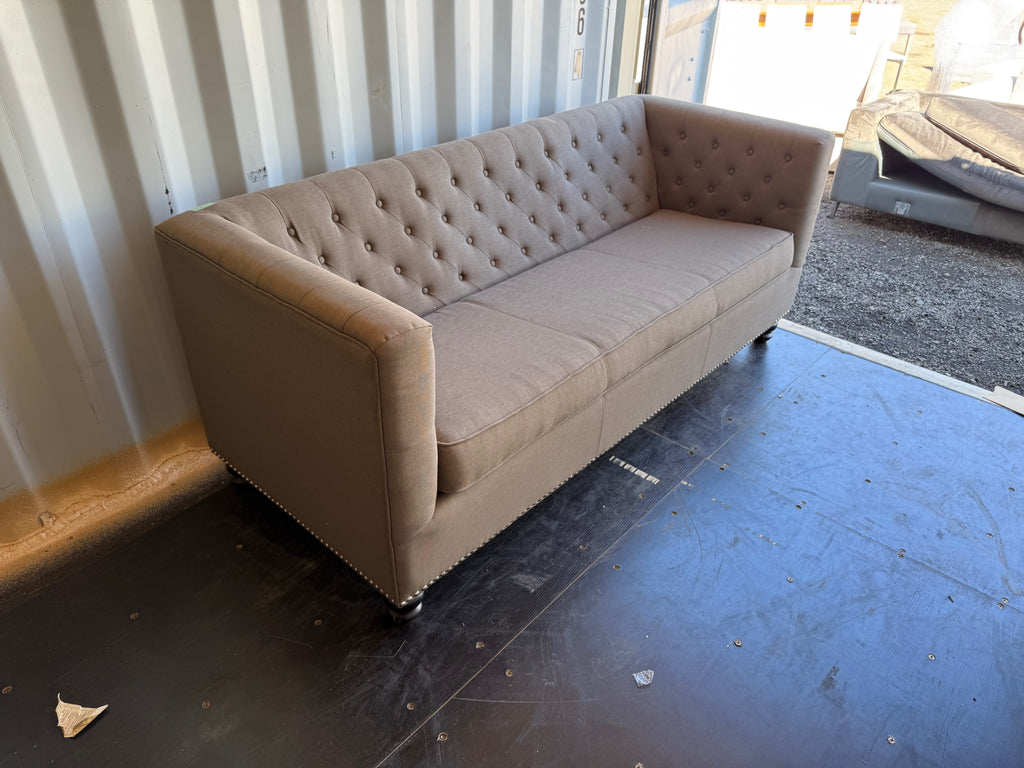 Brown/Beige Tufted Sofa