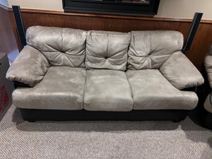 Beige and Brown Faux Leather Sofa (*condition)