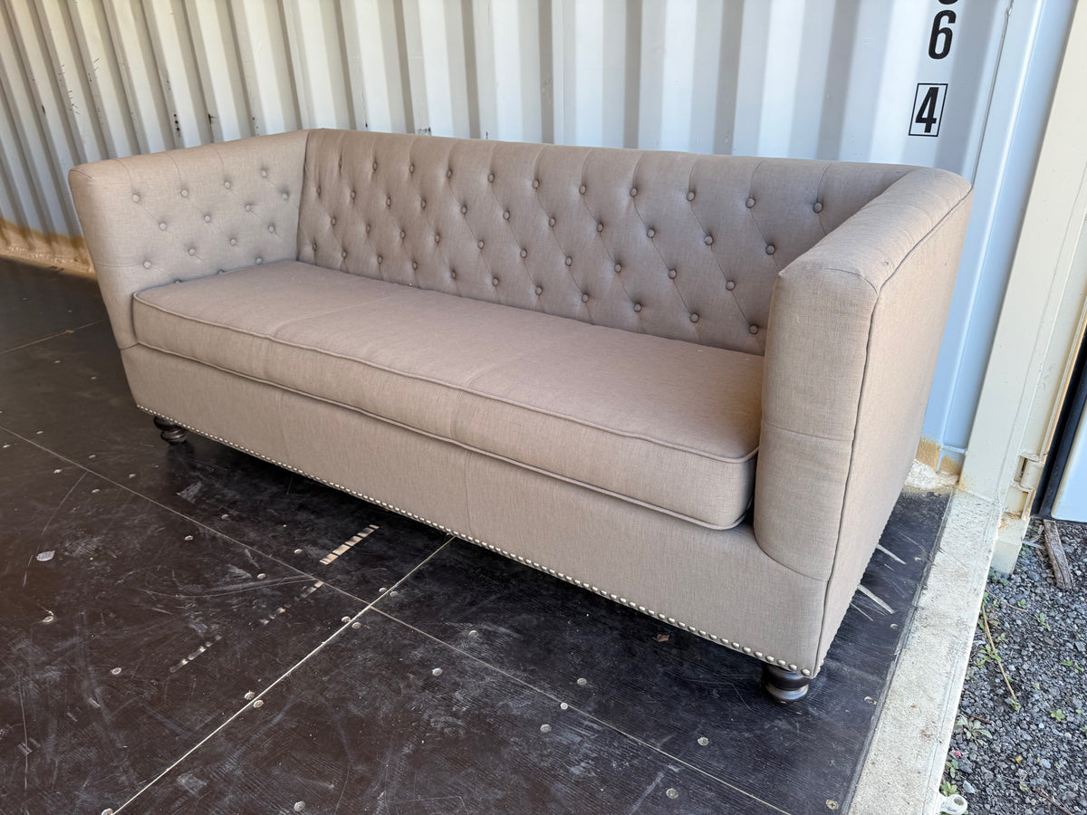 Brown/Beige Tufted Sofa