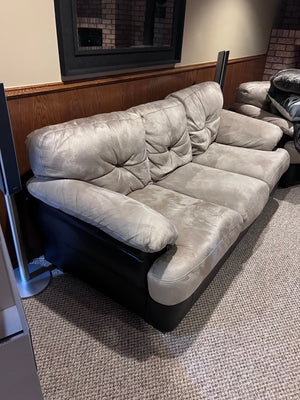 Beige and Brown Faux Leather Sofa (*condition)