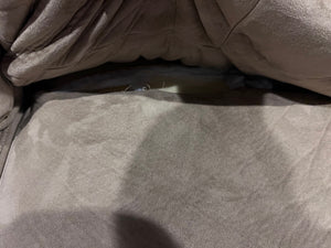 Beige and Brown Faux Leather Sofa (*condition)