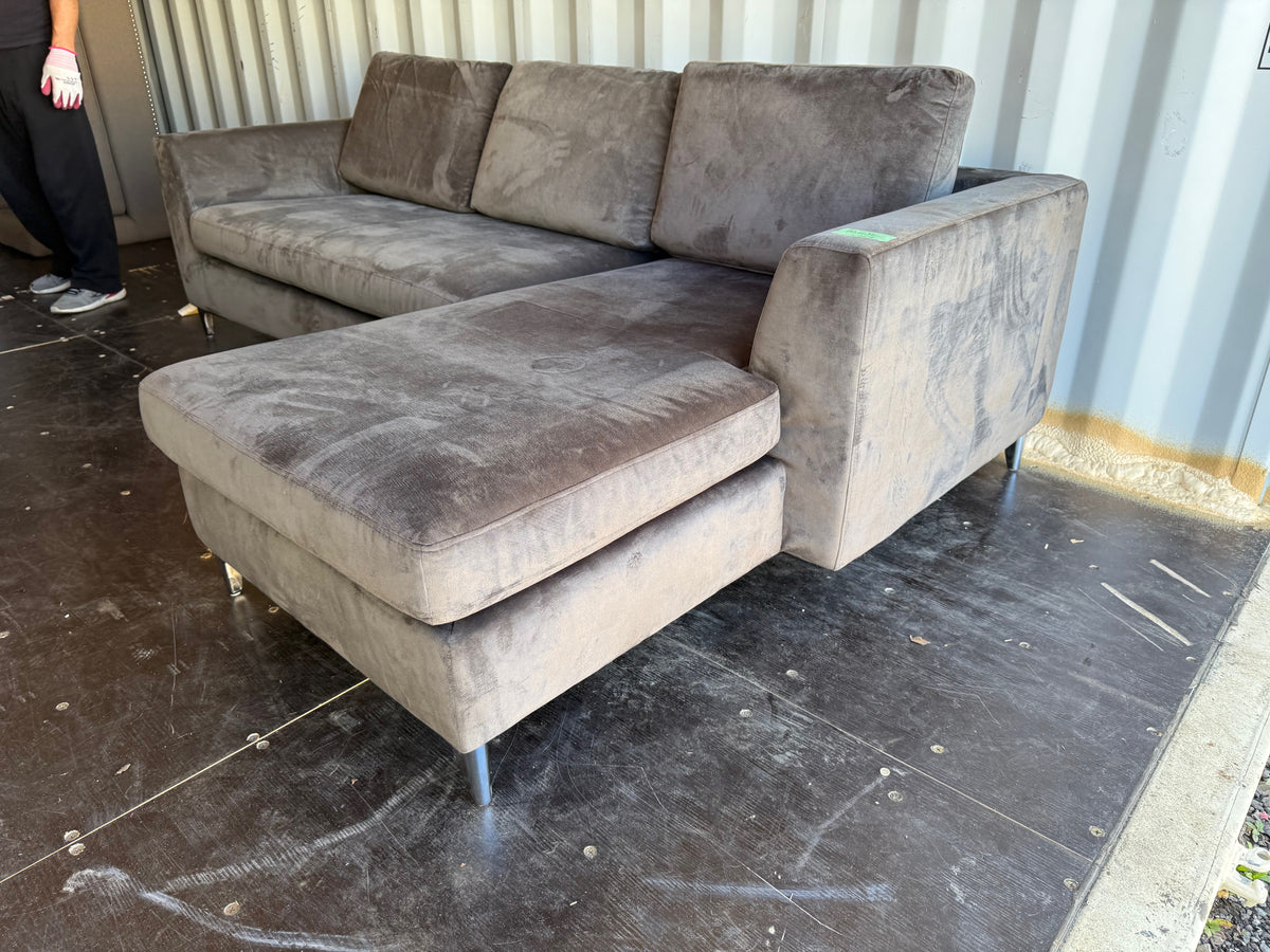 Grey Velvet Sectional Sofa