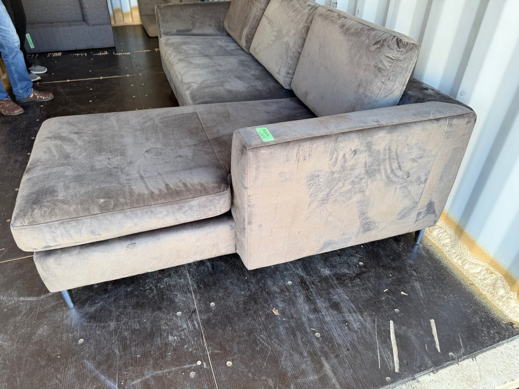 Grey Velvet Sectional Sofa