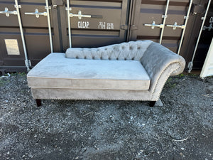 Grey Velvet Tufted Chaise