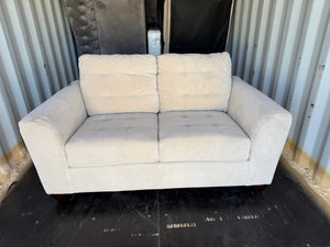 Beige Microsuede Love Seat