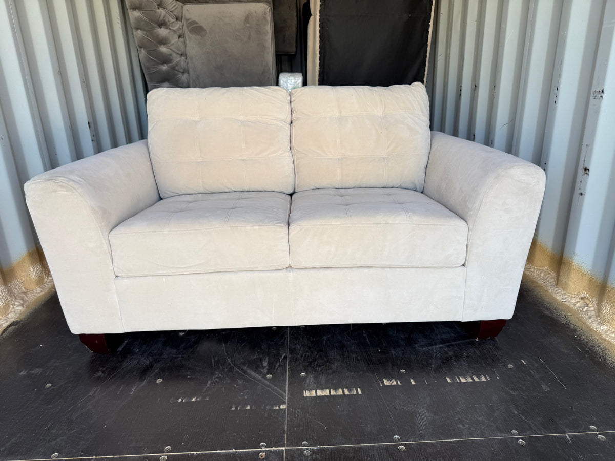 Beige Microsuede Love Seat