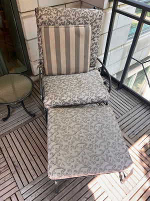 Pair of Hauser Patio Reclining Chairs with Footstools + 1 Side Table (*condition noted)
