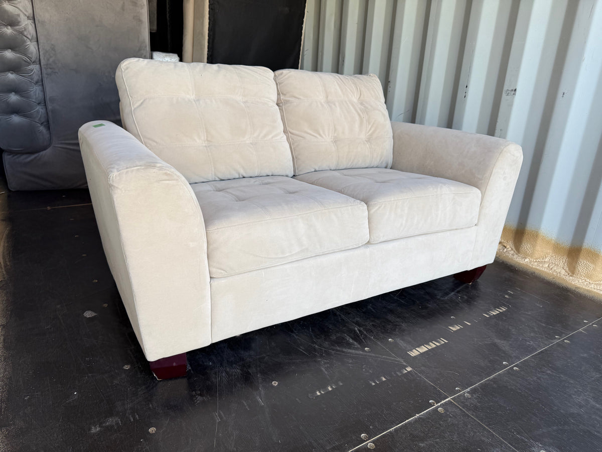 Beige Microsuede Love Seat