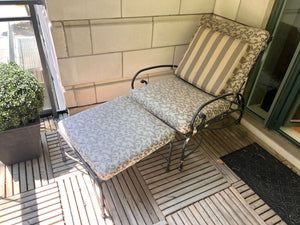 Pair of Hauser Patio Reclining Chairs with Footstools + 1 Side Table (*condition noted)