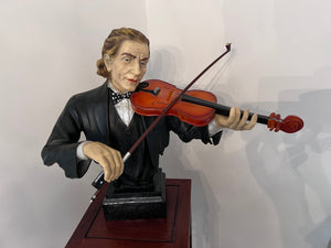 Composite/Resin Violinist Bust Sculpture on Marble Base