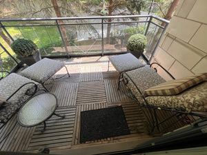 Pair of Hauser Patio Reclining Chairs with Footstools + 1 Side Table (*condition noted)