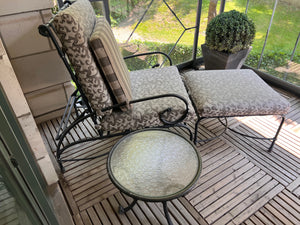 Pair of Hauser Patio Reclining Chairs with Footstools + 1 Side Table (*condition noted)