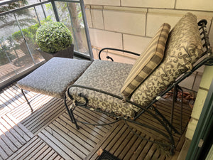 Pair of Hauser Patio Reclining Chairs with Footstools + 1 Side Table (*condition noted)