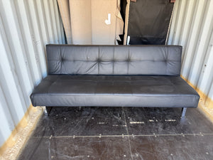 Black Faux Leather Convertible Futon Sofa