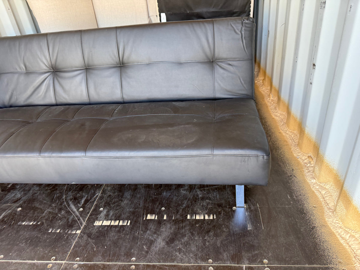 Black Faux Leather Convertible Futon Sofa