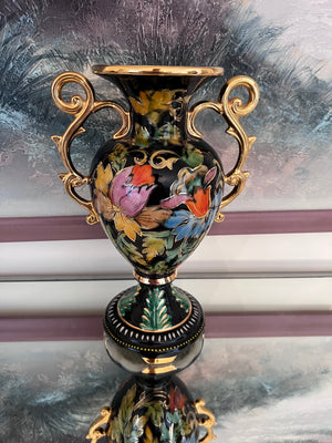 Vintage HB Quaregnon Belgium Ornate Painted Vase