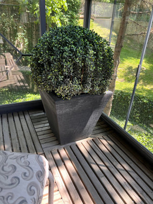 Pair of Outdoor Artificial Booxwood Plants with Planters