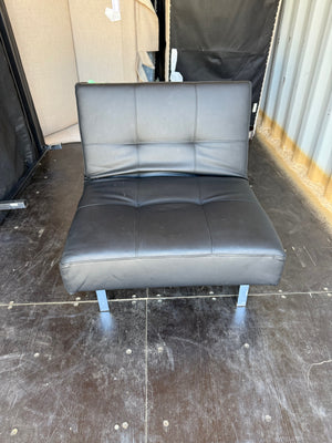 Black Faux Leather Convertible Futon Chair