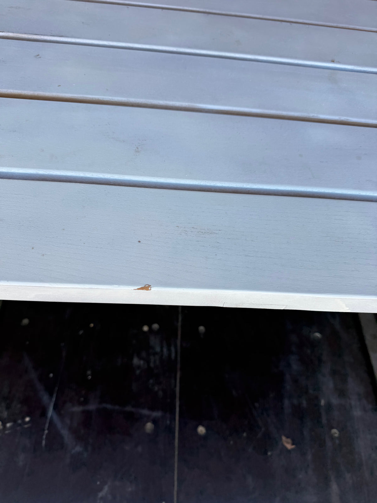 White Painted Wood Slatted Dining Table