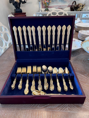 Godinger Stainless Steel Gold Flatware Set in Box