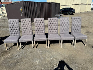 Set of 6 Grey Tufted Dining Chairs