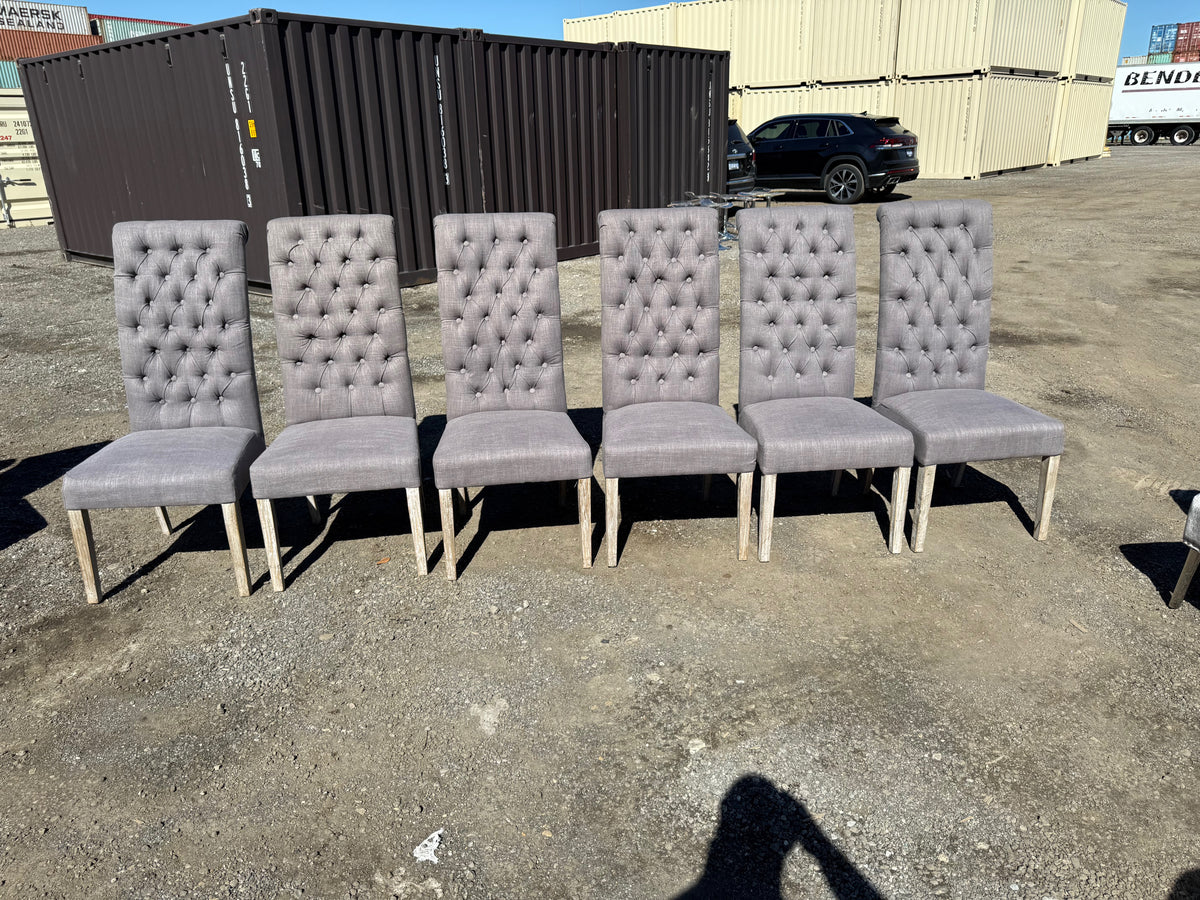 Set of 6 Grey Tufted Dining Chairs