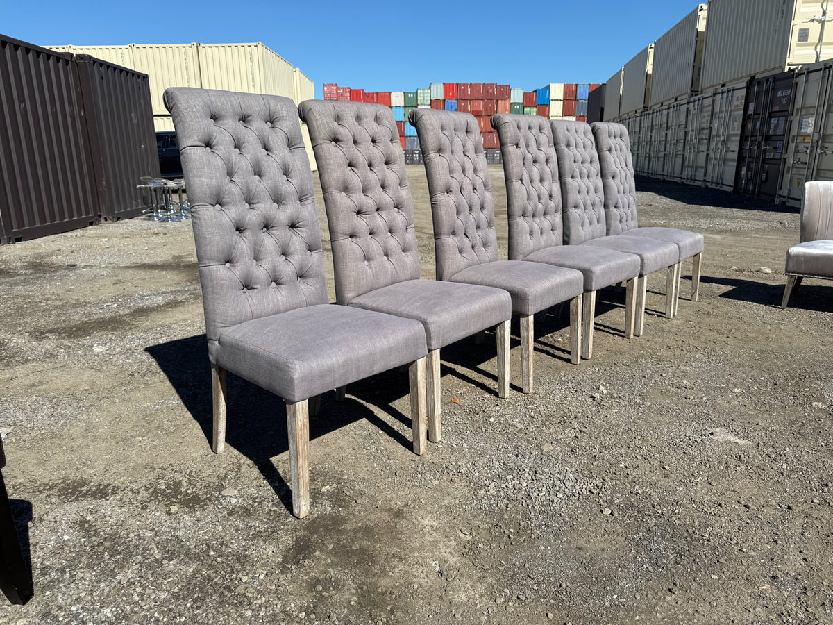 Set of 6 Grey Tufted Dining Chairs
