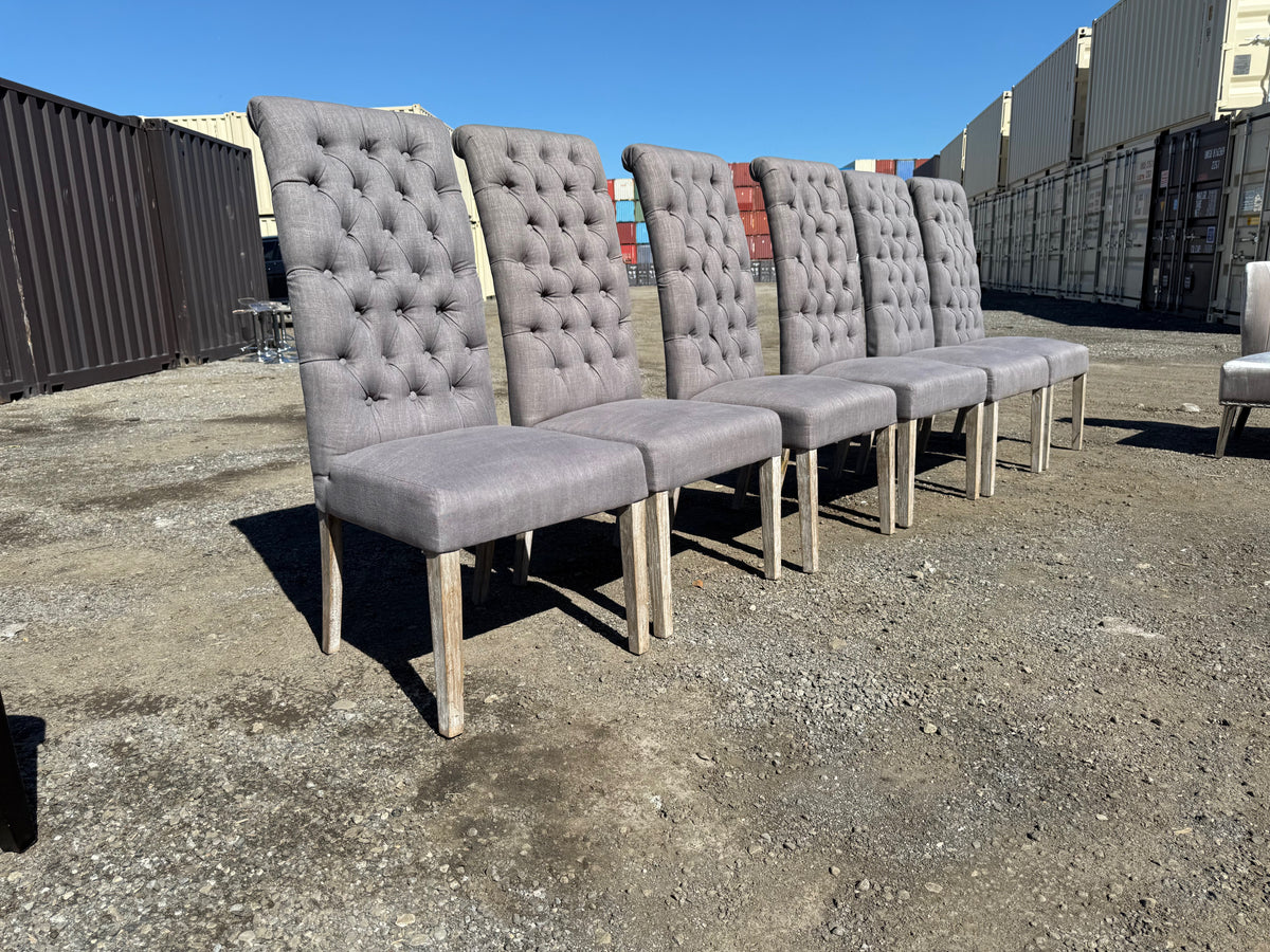 Set of 6 Grey Tufted Dining Chairs