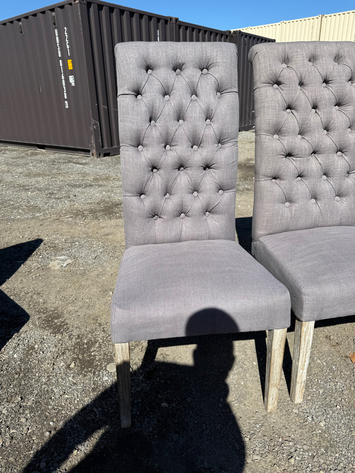 Set of 6 Grey Tufted Dining Chairs