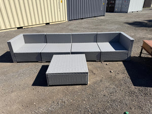 Outdoor Modular Patio Sofa + Ottoman, *WITHOUT CUSHIONS (SOLD AS SHOWN)