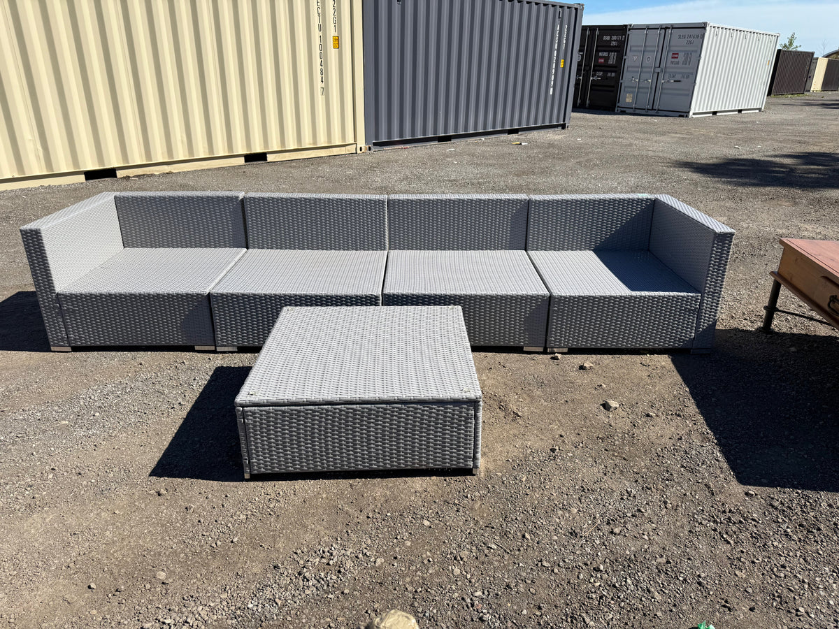 Outdoor Modular Patio Sofa + Ottoman, *WITHOUT CUSHIONS (SOLD AS SHOWN)