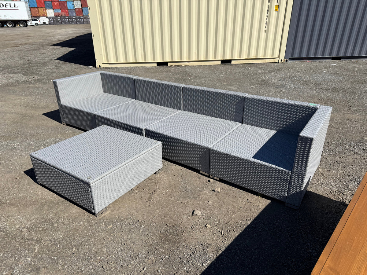 Outdoor Modular Patio Sofa + Ottoman, *WITHOUT CUSHIONS (SOLD AS SHOWN)