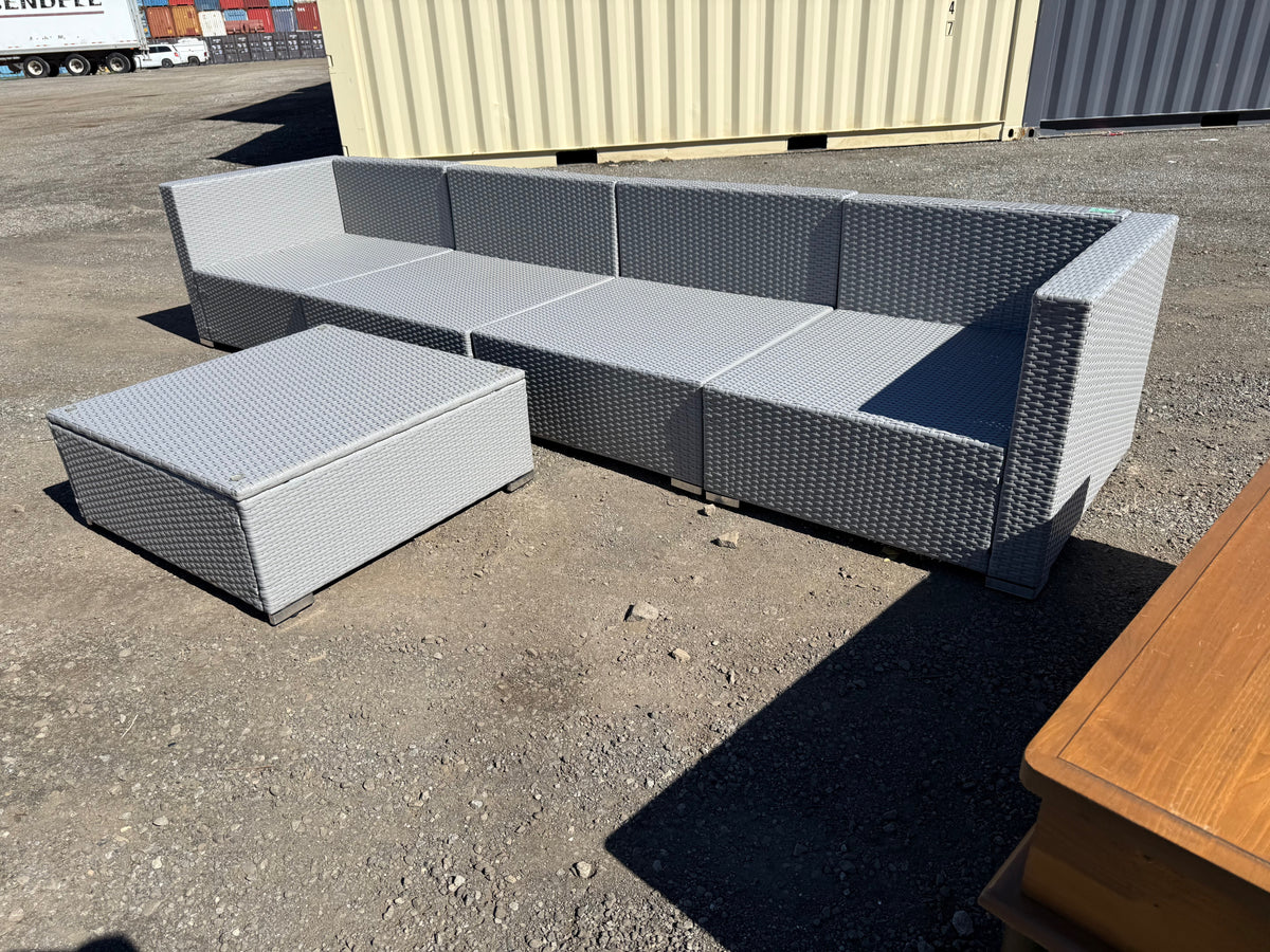 Outdoor Modular Patio Sofa + Ottoman, *WITHOUT CUSHIONS (SOLD AS SHOWN)