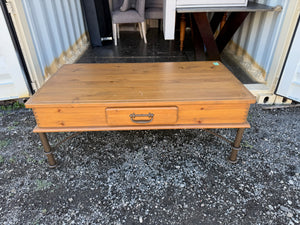 Wood Coffee Table w/1 Drawer, Metal Base