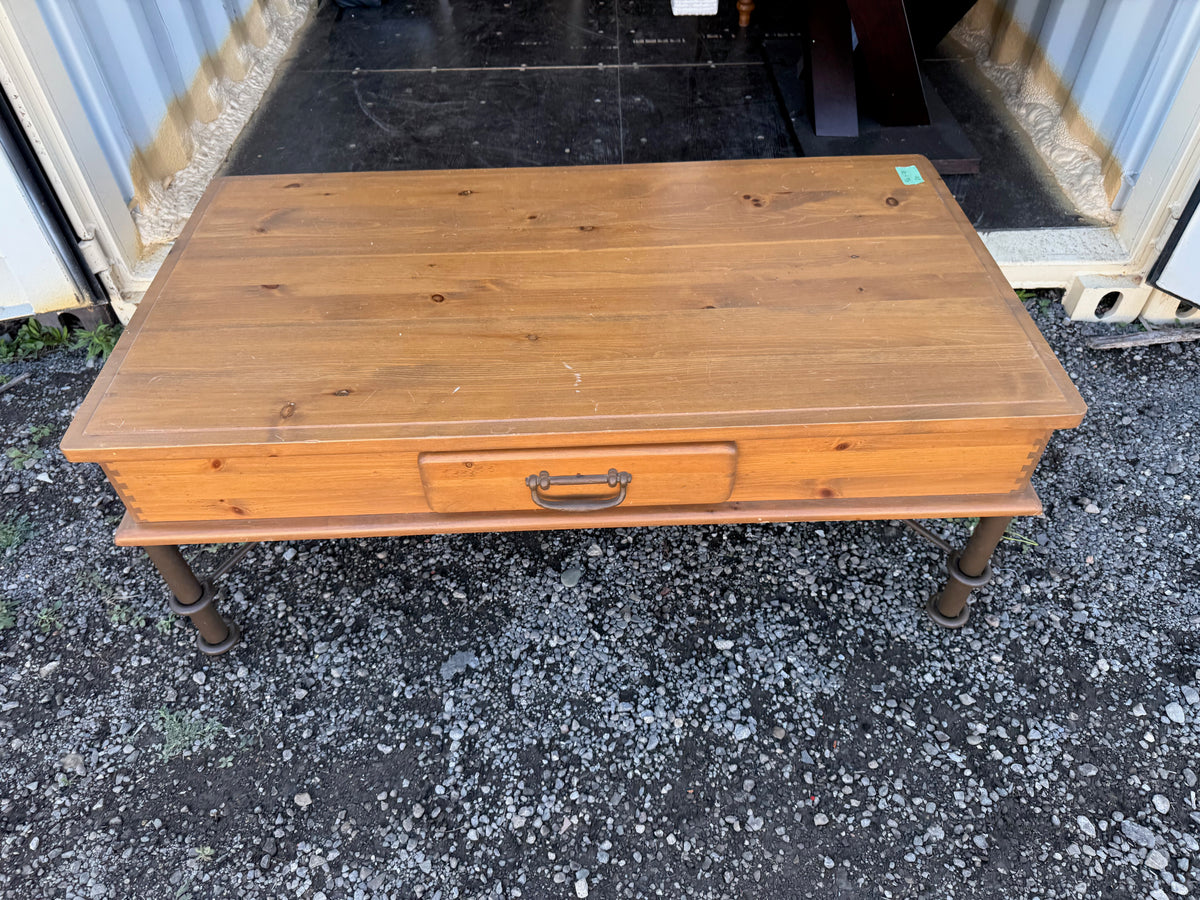 Wood Coffee Table w/1 Drawer, Metal Base