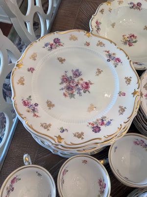 Reichenbach Fine China Made in Germany Floral & Gold Dinnerware Set