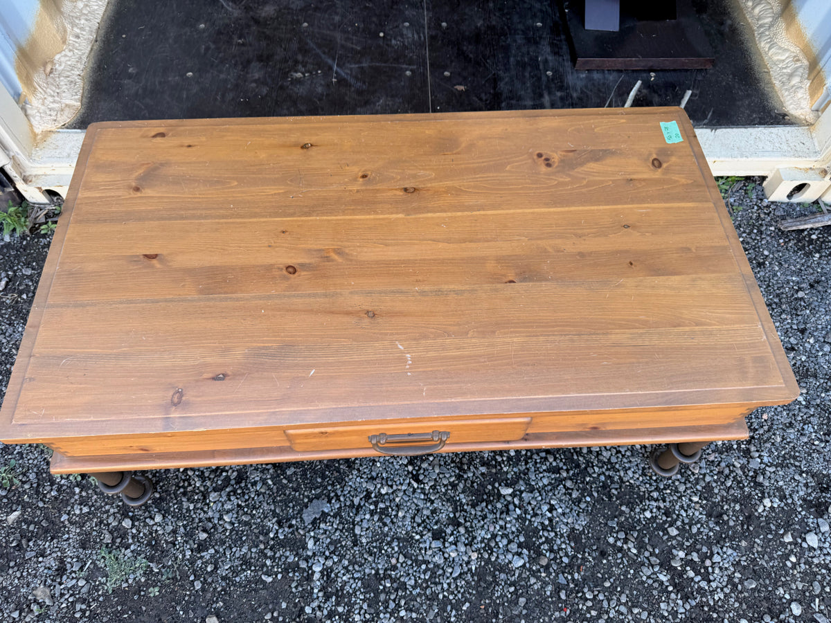 Wood Coffee Table w/1 Drawer, Metal Base