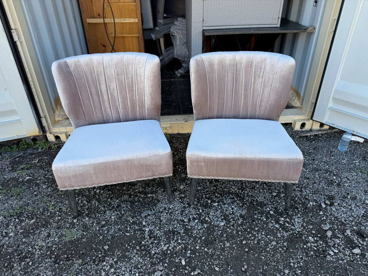 Pair of Grey Accent Chairs with Chrome Legs