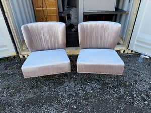 Pair of Grey Accent Chairs with Chrome Legs