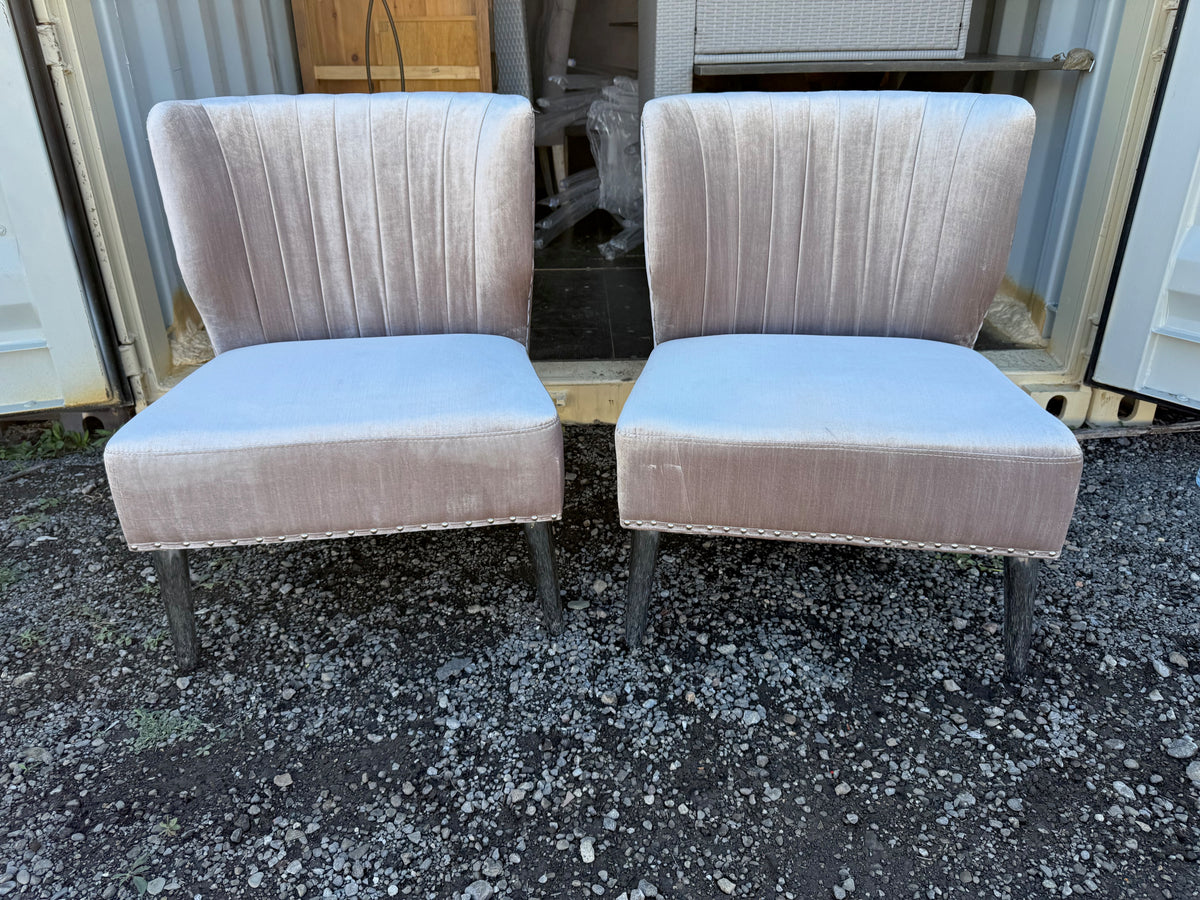 Pair of Grey Accent Chairs with Chrome Legs