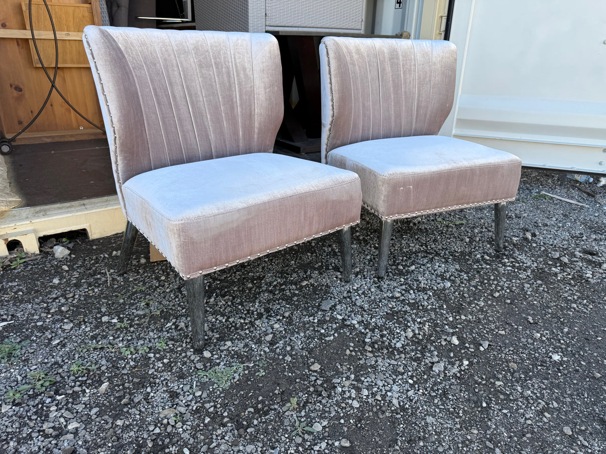 Pair of Grey Accent Chairs with Chrome Legs