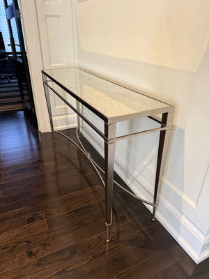 Mirrored Top Chrome Console Table