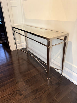 Mirrored Top Chrome Console Table